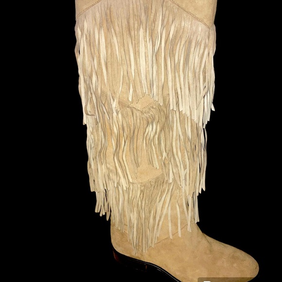 Sam Edelman Suede Full Length Western Fringe Boots. Size 8 - Picture 2 of 4